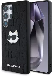 Husa Samsung Galaxy S25 Ultra - Karl Lagerfeld Hardcase Monogram Leather KLHCS25LPGKLCHPK - Choupette Head Pin 