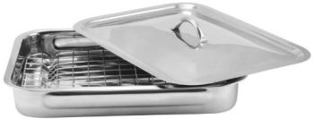 Tava din inox pentru cuptor cu grill si capac 38 x 28 x 6 cm Grunberg GR2967