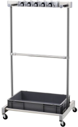 Organizator scule si unelte pentru gradina/garaj Otel/PP 4 x roti 1243 x 508 x 660 mm Tava 24 carlige 