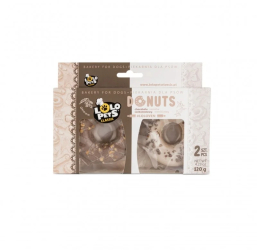 Set 2 recompense pentru caini dulciuri model gogosi cu vanilie si ciocolata cu nuci Lolo Pets 120g Maro 