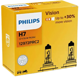 Set 2 becuri auto far halogen Philips H7 Vision +30 Light 55w 12v PX26d 12972PRC2 