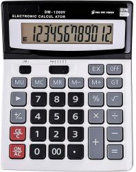 Calculator de birou 12 cifre alimentare duala solar/baterie taste din plastic display mare design ergonomic DM-1200V Multicolor 