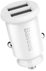 Incarcator auto Baseus Grain Dual USB 5V 3.1A Alb 