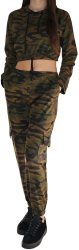 Trening dama Anto cu gluga bluza scurta cu maneca lunga pantaloni lungi bumbac M verde camuflaj 
