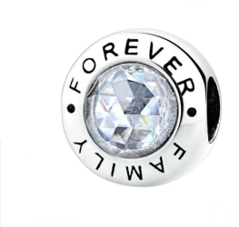 Charm compatibil cu bratara Pandora model Forever Family Love O Bijuterie Cu Suflet din argint 