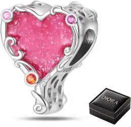 Charm in forma de inima marca Diora din argint copatibil cu Pandora 