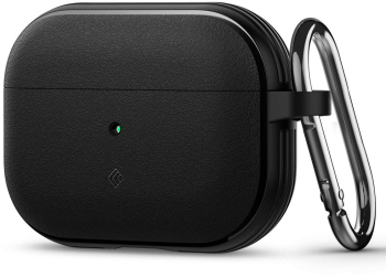 Husa cu Holder Metalic pentru Apple AirPods Pro 1/2 Spigen Caseology Vault Z170 Aluminiu TPU Silicon Matte Black 
