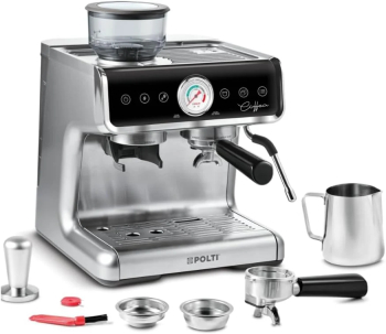 Espressor profesional manual cu rasnita de cafea Polti Coffea G50S 1550W 15 bar 2.8l Auto-inchidere Argintiu 