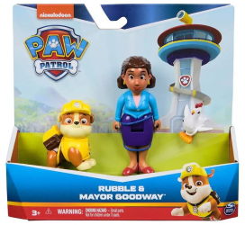 Patrula Catelusilor Set Figurine Eroi De Salvare Rubble Si Mayor Goodway 