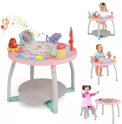 Saritor pentru copii 5 in 1 cu Masa si Centru de Activitati WePro Store Covoras Muzical Baby Jumper Ajustabil pe Inaltime Scaun Rotativ 