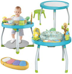 Saritor pentru copii 5 in 1 cu Masa si Centru de Activitati WePro Store Covoras Muzical Baby Jumper Ajustabil pe Inaltime Scaun Rotativ 