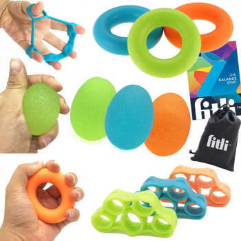 Set complet pentru exercitiile mainilor si degetelor Benzi elastice degete Bile de antrenament si Inele de silicon multicolore 