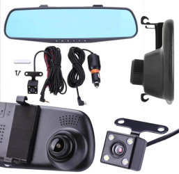Camera Auto de Bord Dubla Oglinda Retrovizoare cu Marsarier Monitorizare Parcare Night Vision 