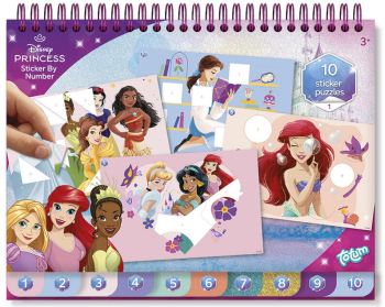 Carte de colorat & abtibilduri cu numere - Disney Princess 