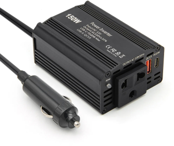 Invertor de Putere Auto Techstar® 150W - 12V DC la 220V AC cu Porturi USB-C si USB-A pentru Incarcare Rapida 