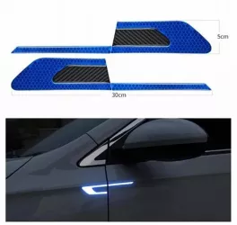 Set 2 stickere reflectorizante BUMERANG cu insertie Carbon 5D culoare Albastra 