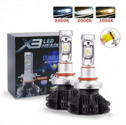 Set 2 leduri HB4/9006 X3 Canbus pentru far auto putere 50W luminozitate 12.000 Lm 12V-24V X3-HB4