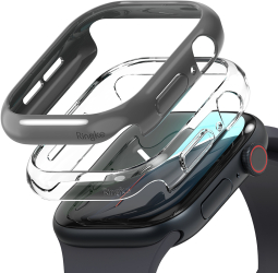 Husa ONSG® pentru Apple Watch 10 42mm set 2 C51 Policarbonat Clear/Dark Gray 