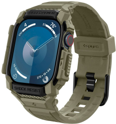 Husa ONSG® pentru Apple Watch 10 46mm + Curea J77 Poliuretan Vintage Khaki 