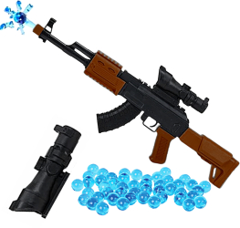 Pusca Elita de Jucarie cu Luneta si 500 Bile Gel de Apa Orbeez Hidrogel Blaster Bombe Apa Camuflaj Negru/Maro SprintMag® 