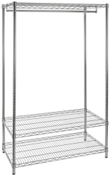 Raft 2 polite cu suport haine crom argintiu 90x45x180 cm 