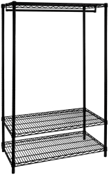 Raft 2 polite cu suport haine crom negru 90x45x180 cm 