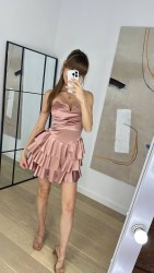 Rochie mini dama evazata Calista Rose Gold 