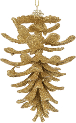 Set 6 ornamente brad Con auriu 9x15 cm 