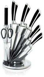 Set cutite cu suport Royalty Line 8 piese negre 
