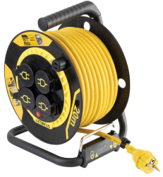 Tambur cablu Stanley 20m protectie IP44 putere 3200W 4 socluri baza metalica 