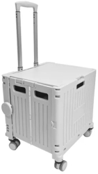 Carucior pliabil sistem blocare maner extensibil capac retractabil 30L 38x32.5x39 cm Alb 