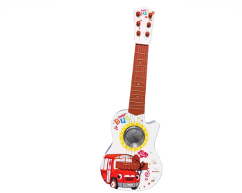 Chitara electrica pentru copii 60 cm cu muzica si lumini Baby Bus rosie 