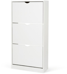 Dulap pentru depozitare pantofi KL Carey 3 usi rabatabile 6 rafturi Pal Melaminat 60 x 24 x 118 cm alb 