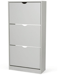Dulap pentru depozitare pantofi KL Carey 3 usi rabatabile 6 rafturi Pal Melaminat 60 x 24 x 118 cm gri 