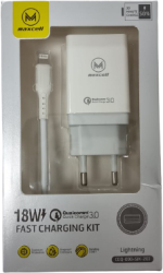 Incarcator original Maxcell priza si cablu Iphone lqualcomm 3.0 fast charge Alb