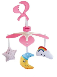 Jucarie Carusel de agatat pentru fetite tip carusel cu 3 figurine multicolor 0 luni+
