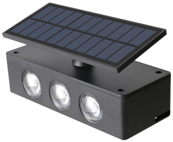 Lampa solara LED bidirectionala cu panou ajustabil comutator culoare lumina pentru perete scari gradina terasa 16 x 6.5 cm 6 LED-ur