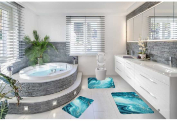 Set covorase baie model marmura albastra 