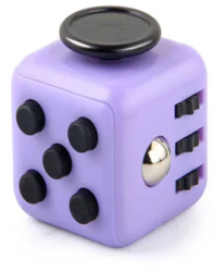 Cub antistres fidget mov cu butoane negre 3x3x3 cm 