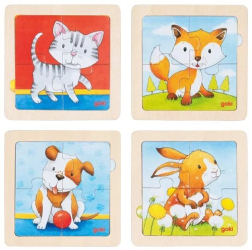Puzzle Educativ Lemn 2 in 1 Copii 1 an+ Set 4 Buc Animalute Carboysafety 