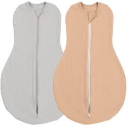 Set 2 sistem de infasat cu fermoar dublu Kidizi SnugPod Grey Peach M pentru bebelusi cu greutate de 3.8-7 kg 0.5 tog 