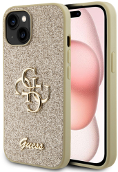Husa pentru iPhone 15 - Guess Glitter Script Big 4G GUHCP15SHG4SGD - Gold 