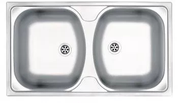 Chiuveta bucatarie din inox cu 2 cuve TECHNO ZMU 0200 dreptunghiulara finisaj satinat 