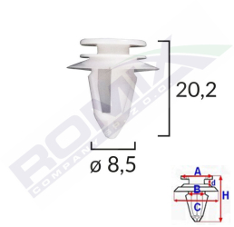 Clips Tapiterie Pentru Ford/mini/volvo/mercedes 8.5X20.2Mm - Alb Set 10 Buc 