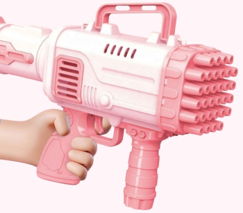 Pistol Electric cu Baloane de sapun 32 Gauri Functie Automata Tavita +Solutie baloane inclusa Roz 3+ 