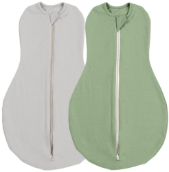 Set 2 sistem de infasat cu fermoar dublu Kidizi SnugPod Grey Green M pentru bebelusi cu greutate de 3.8-7 kg 0.5 tog 