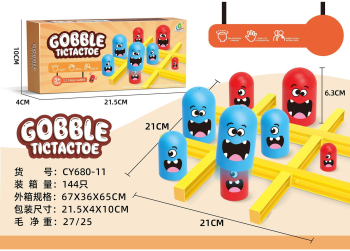 Joc Gobble Tic Tac Toe Flippy 18 Piese Albastre si Rosii Accesorii 
