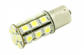Led auto BA15S 27 SMD cu pini simetrici la 180 grade 12V Alb 