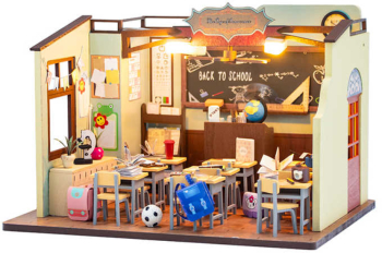 Puzzle 3D Casa de papusi in miniatura DIY Back to School 22x17x15.5cm 