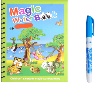 Carte de colorat cu apa reutilizabila 8 pagini 4 imagini Magic Water Book Animale diverse 